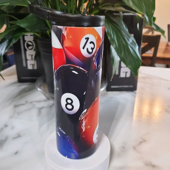 Pool Balls Billiards 20oz Tumbler with duo lids 🎉sale - Picture 1 of 8